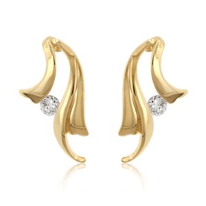 Single CZ Winged Earrings
