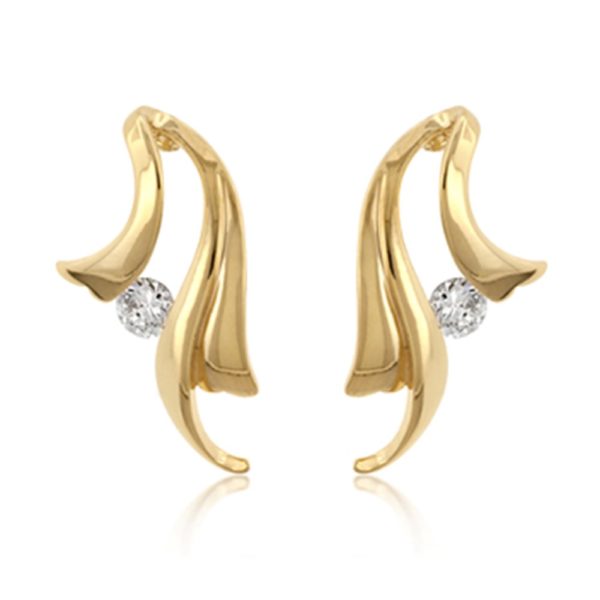 Single CZ Winged Earrings