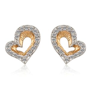 Gold Heart Cluster CZ Earrings