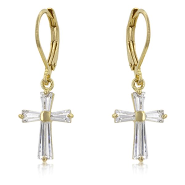 Cross Gold Tone Earrings