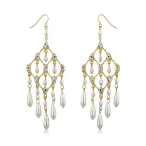 Pearl and Crystal Chandelier Earrings