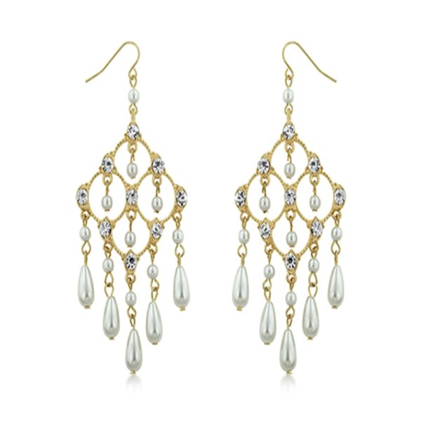 Pearl and Crystal Chandelier Earrings