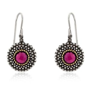 Textured Red Crystal Earrings