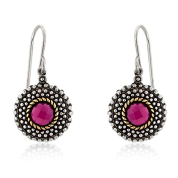 Textured Red Crystal Earrings