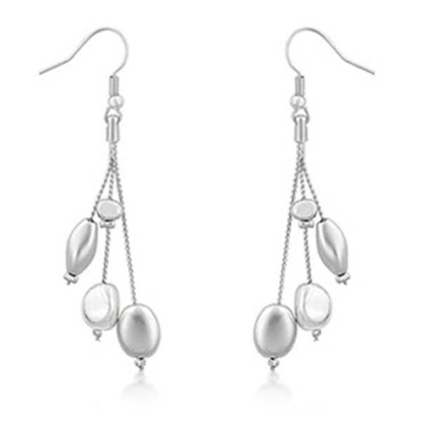 Silver Tone Bead Drop Earrings