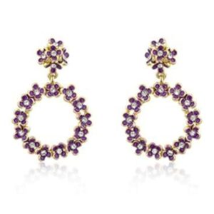 Purple Floral Wreath Earrings