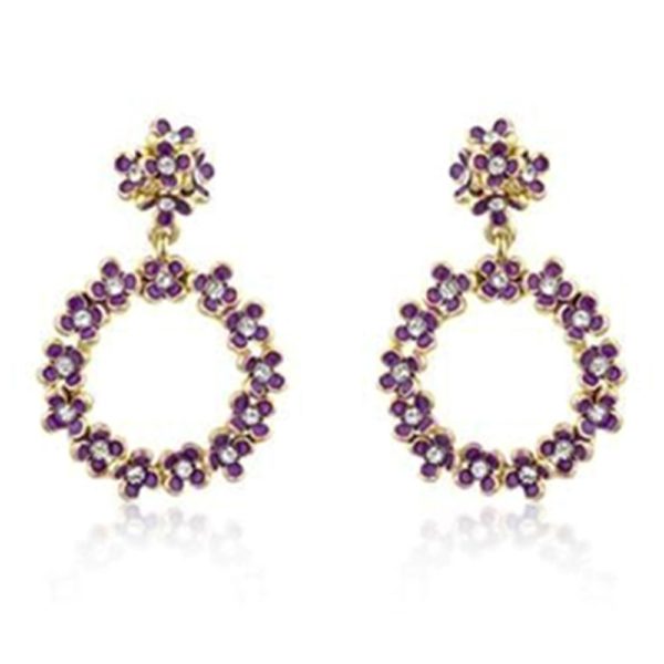 Purple Floral Wreath Earrings