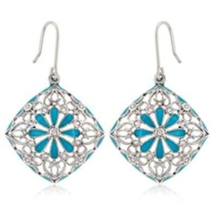 Turquoise Floral Cutout Earrings