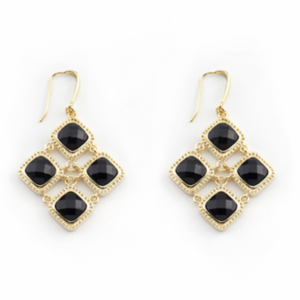 Black Crystal Dangle Earrings