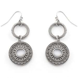 Antique Silver Hoop Drop Earrings