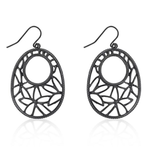 Hematite Plated Filigree Earrings