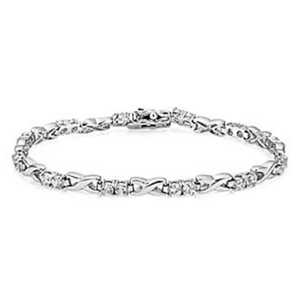 Alternating CZ Link Tennis Bracelet