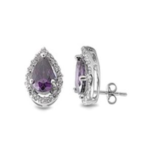 Amethyst Pear Shaped Stud Earrings