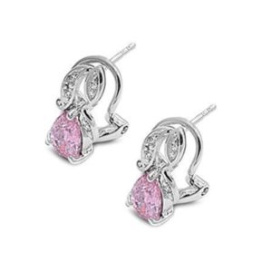 Silver Earrings w/ CZ Stones (Pink)