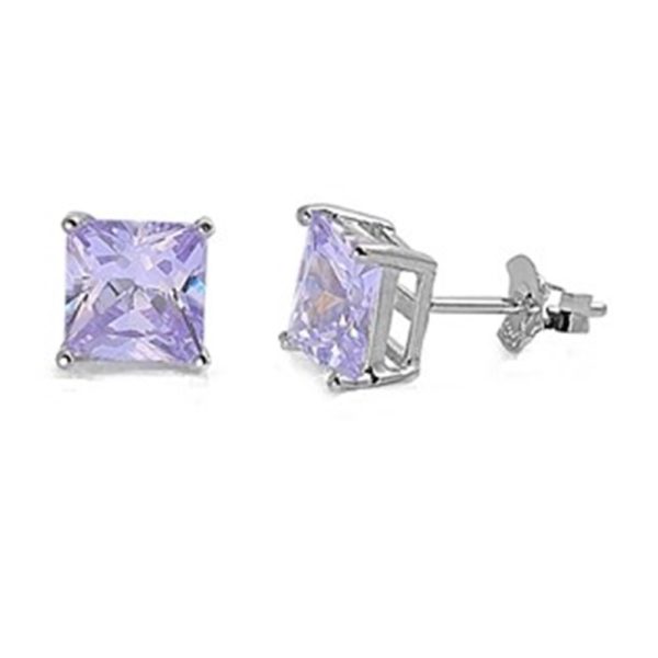 7mm Lavender CZ Stud Earrings
