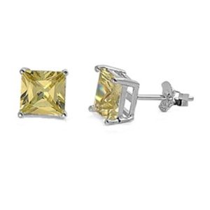 7mm Peridot CZ Stud Earrings