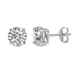 7mm Clear Round CZ Stud Earrings