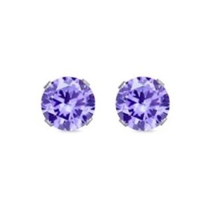 Lavender Round CZ Stud Earrings