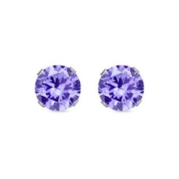 Lavender Round CZ Stud Earrings