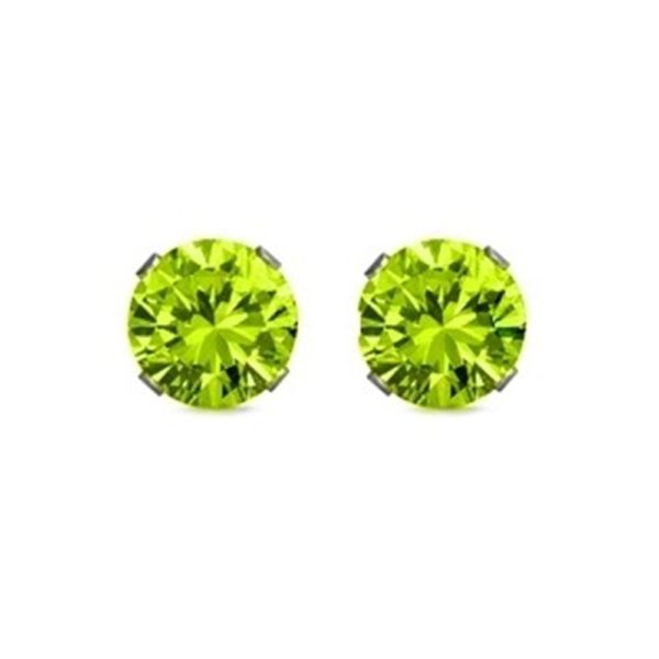 Peridot Round CZ Stud Earrings