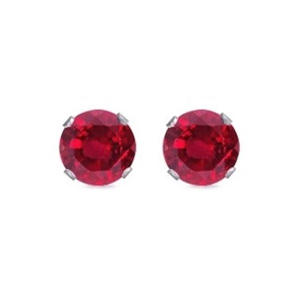 Ruby Round CZ Stud Earrings
