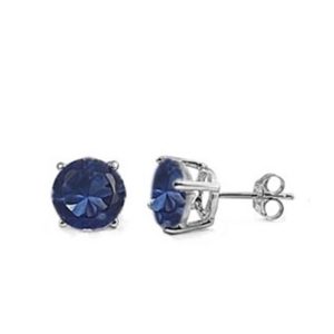 5mm Blue Sapphire CZ Stud Earrings