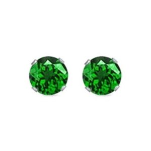 7mm Emerald Round CZ Stud Earrings