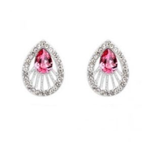 Pear Shaped Crystal Earrings (Pink)