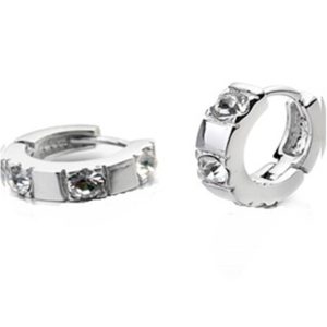 Silver and Crystal Huggie Earrings