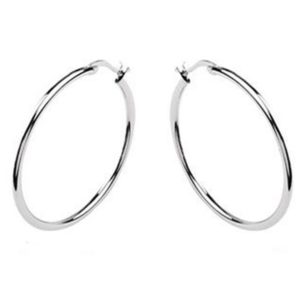 1.5 Inch Silver Hoop Earrings