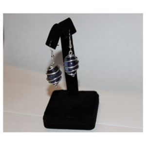 Spiral Caged Earrings (Blue)