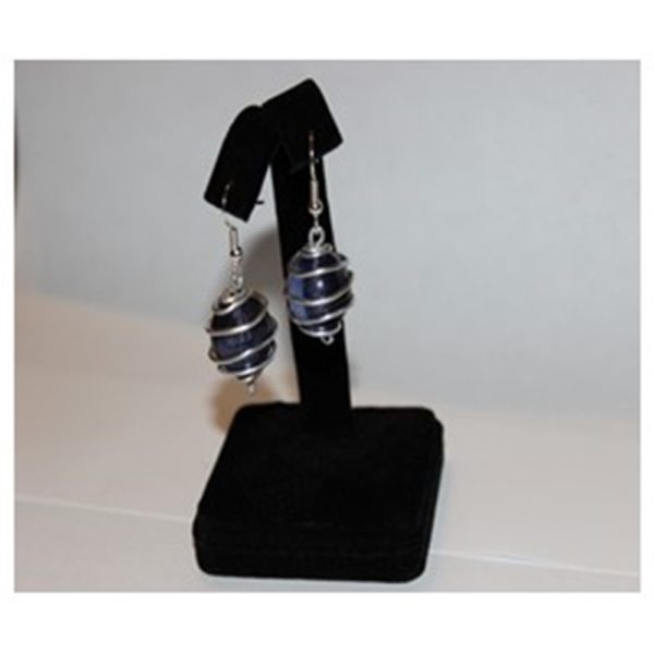 Spiral Caged Earrings (Blue)