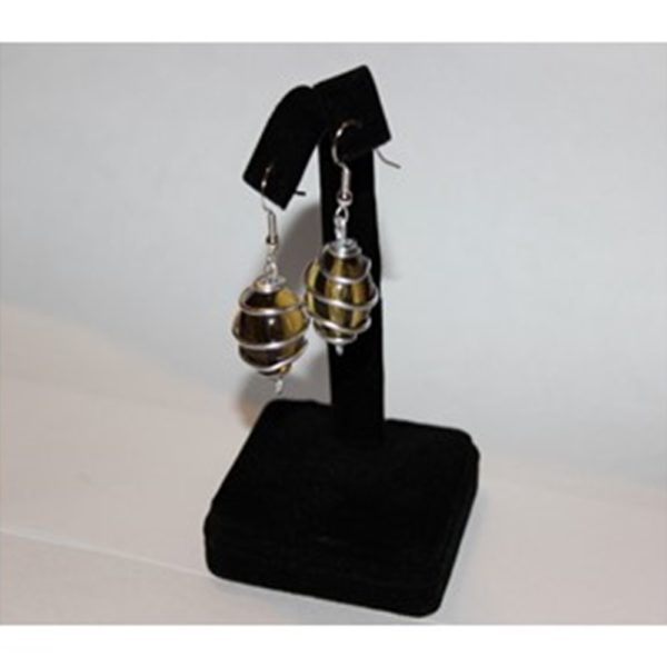Spiral Caged Earrings (Olive Green)
