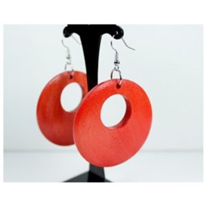Wooden Hoop Earrings (Coral)