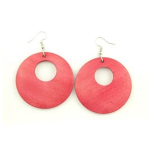 Wooden Hoop Earrings (Pink)